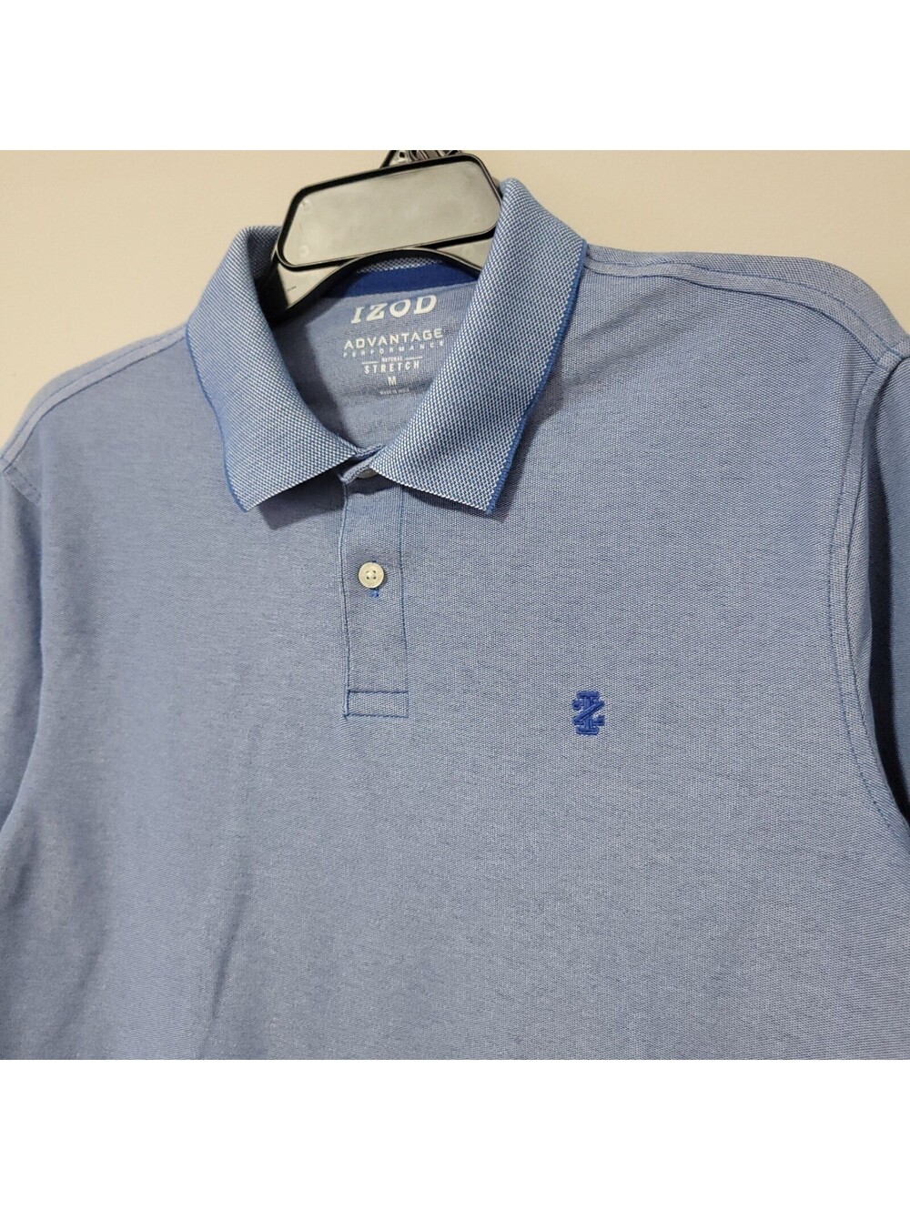 IZOD Advantage Performance Polo Shirt Mens M Blue Natural Stretch Golf Casual